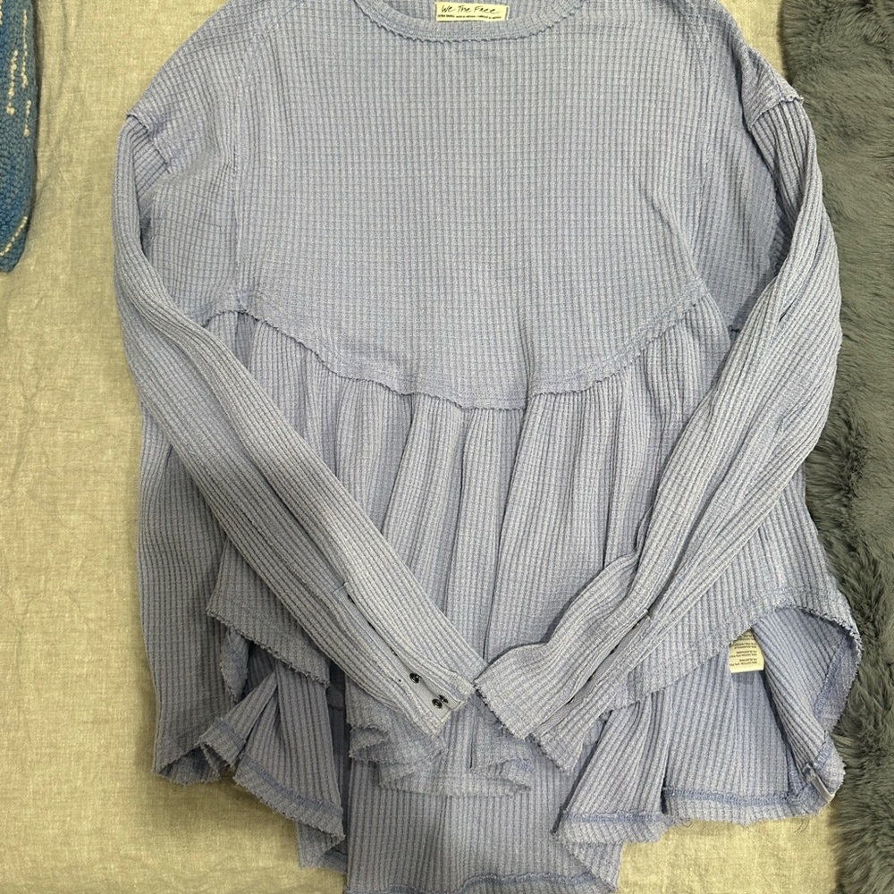 Free People Light Blue/purple Long Sleeve Top